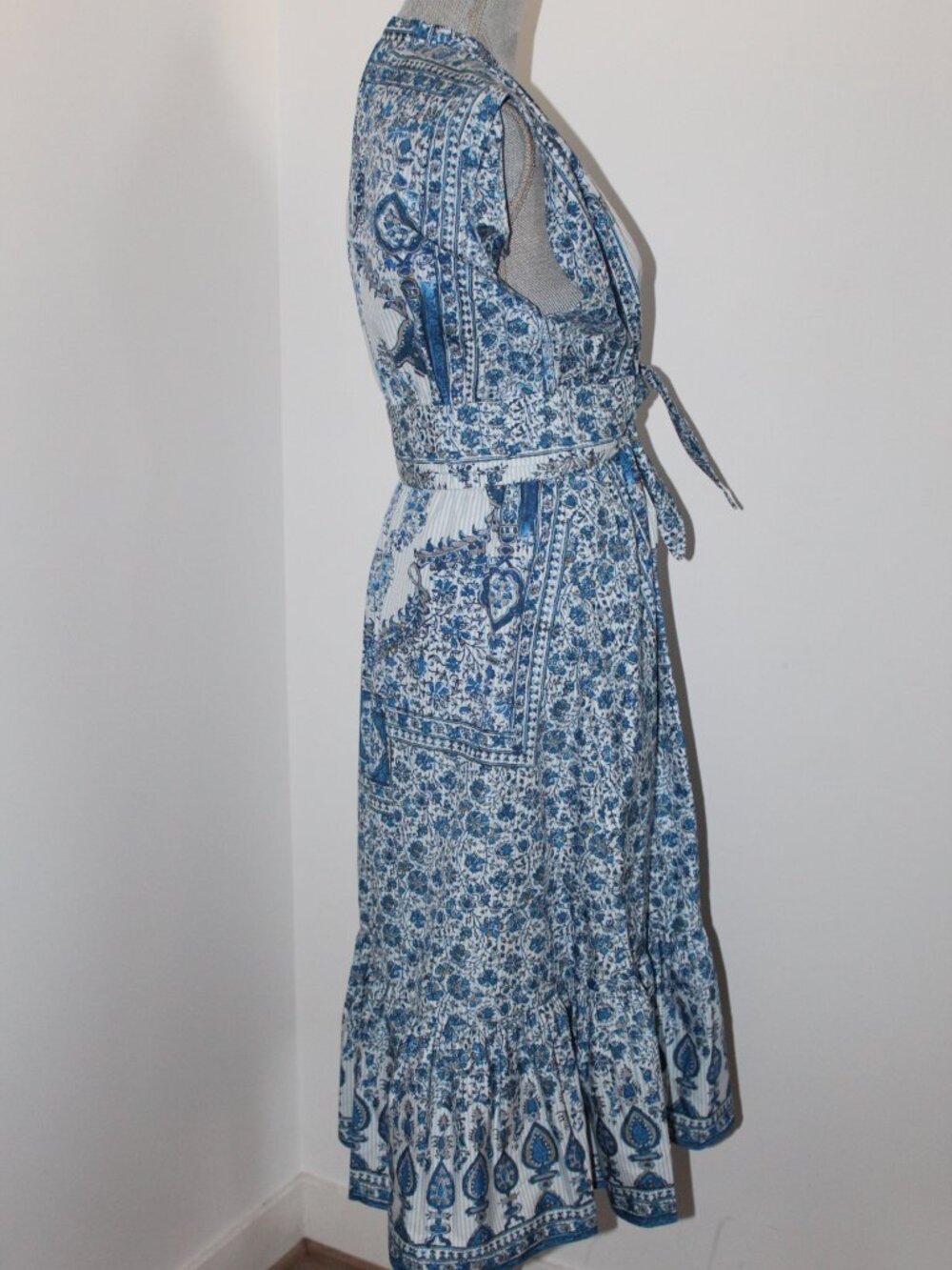 NWT Kobi Halperin Ali Tie Front Midi Ivory Multi Dress XL M - Picture 4 of 6